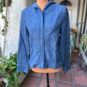 Express Hooded Blue Linen Jacket